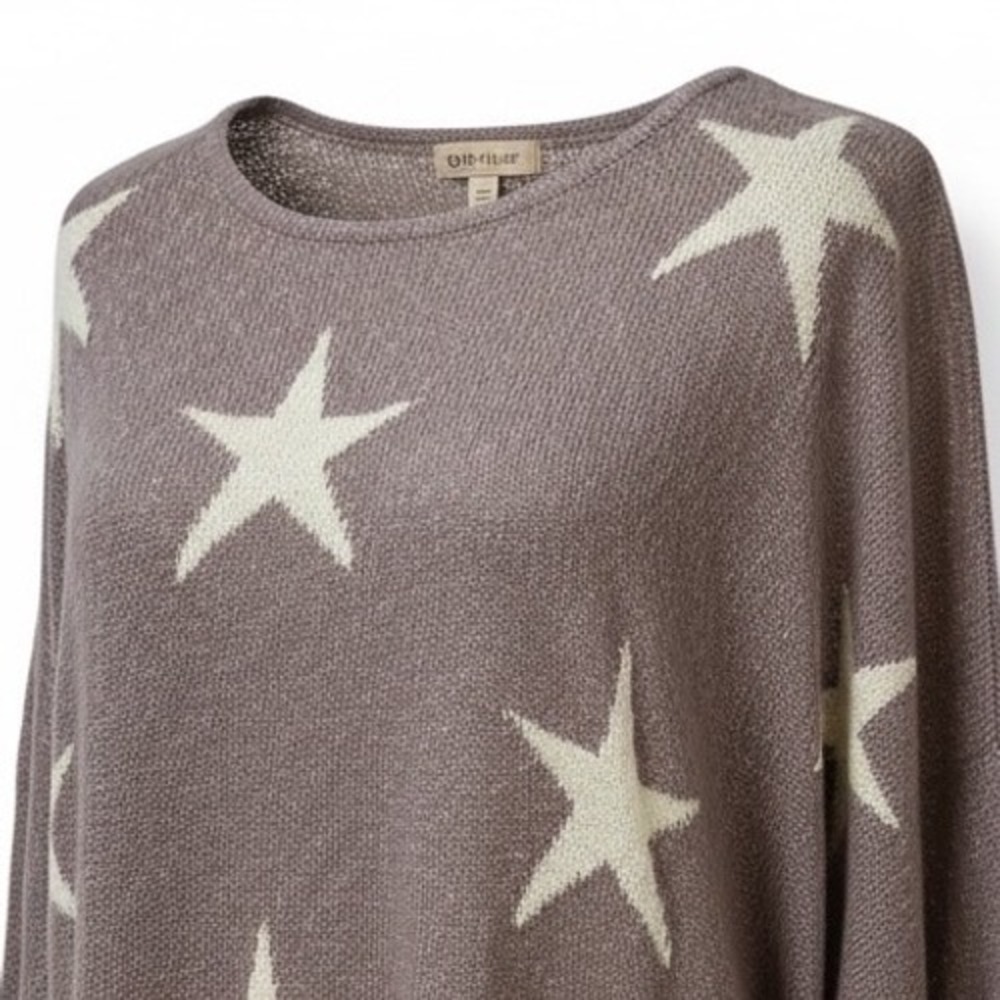 Gigio Plus Womens 1XL Star Print Oversized V-Neck Sweater Mauve PC1400 - Picture 2 of 8